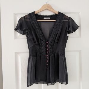 Sheer Embroidered Blouse